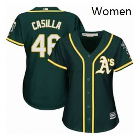 Womens Majestic Oakland Athletics 46 Santiago Casilla Replica Green Alternate 1 Cool Base MLB Jersey